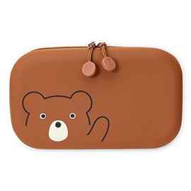 LIHITLAB PuniLabo Zipper Pouch, 7.5" × 1.5", Bear (A7716-1)