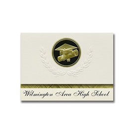 Signature Announcements Wilmington Area High School (New Wilmington, PA) Graduation Announcements, Presidential Basic Pack 25 Cap & Diploma Seal. Black & Gold.