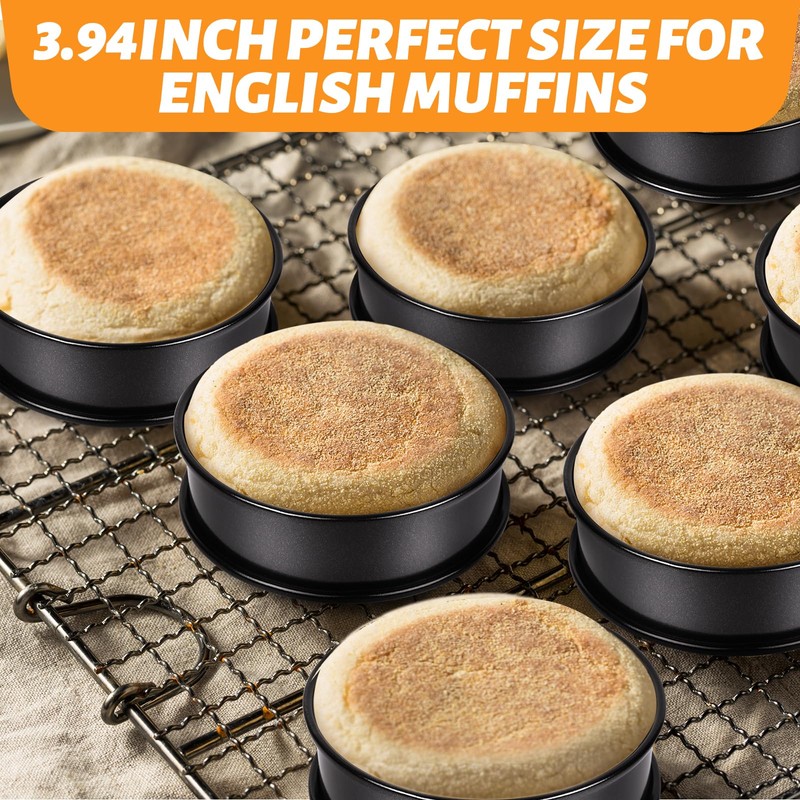 Yubng Crumpet Rings 3.94’’- Set of 10 Baking Rings- Stainless