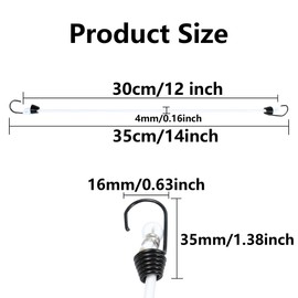 PDETVEO 10PCS 12 Inch Mini Bungee Cords with Hooks, White Elastic Bungee Cords Heavy Duty Outdoor Tarp Bungee Straps