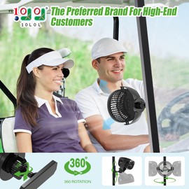 10L0L Golf Cart Magnetic Fans for EZGO Club Car Yamaha Golf Carts, Low Noise, 3-Speed Settings 360° Rotatable with Magnetic Mount Base, 8000mAh Large Battery