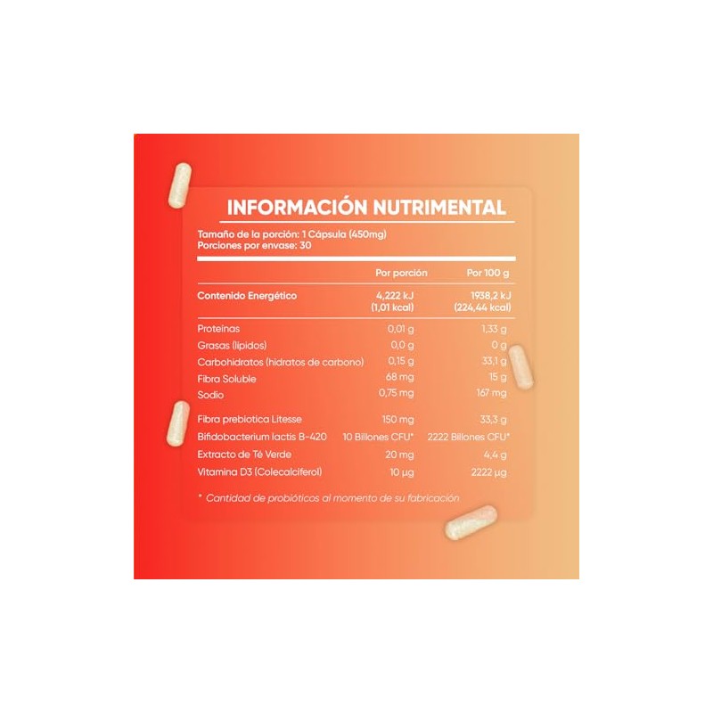 Probiotic Fit 30 Capsulas Avanzada Fórmula de Probióticos y Prebióticos