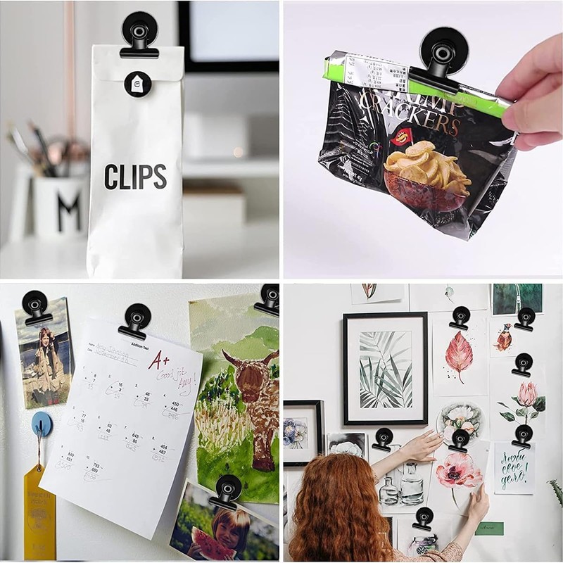 12 Pack Magnetic Clips, Strong Fridge Magnet with Clip, Fridge