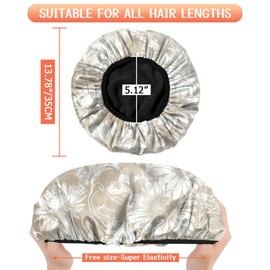 Cabreche Luxury Shower Cap Terry Lined Reusable Triple Layer Waterproof Hair Elastic Caps Shower Bath Hat for Women Girls Cute Aesthetic-Golden Sunflower