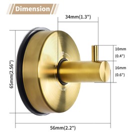 JOMOLA Suction Cup Shower Hooks for Hanging Towel Suction Hook for Inside Shower Stainless Steel Coat Hooks Wall Mounted Kitchen Utensil Stainless Steel, Brushed Gold, 2PCS