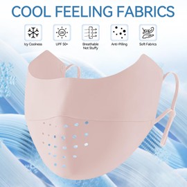 LaNikar LaNikar UV Face Mask Sun Protective UPF 50+ Ice Silk Washable Reusable Face Cover Elastic Breathable Golf Sports Face Mask for Women (Pink)