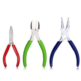 SPEEDWOX Mini Bent Nose Plier 5 Inches Flat Nose Plier Nylon Jaw Pliers Bailing Pliers 6 Step 5.5 Inches Small Wire Looping Pliers 3 Pcs Set Jewelry Making Tool Set