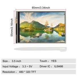 DWEII 2 Pack 3.5 inch 480X320 TFT Touch Screen Module LCD Display Shield with SD Card Socket for Raspberry Pi A, B, A+, B+, 2B, 3B, 3B+,4B Compatible with Arduino R3 Mega2560