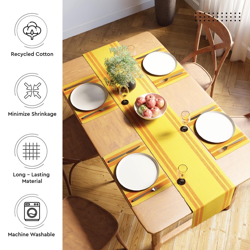 Encasa XO Dining Table Runner | Yarn Dyed Fine Ribbed