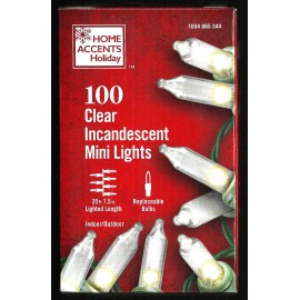 Home Accents 100 Mini Incandescent Clear Christmas Lights Green Wire by Home Accents