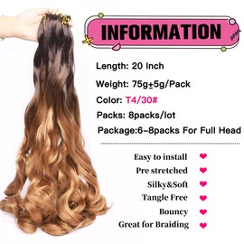 Amir Hair 8 Paquetes De Extensiones De Cabello Sintético Preestirado De 20 Pulgadas Para Trenzas Rizadas Francesas T4/30