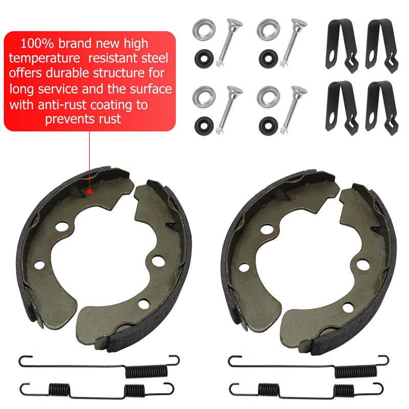 Front Brake Shoes Springs Pins Left&Right for Kawasaki Mule 3000