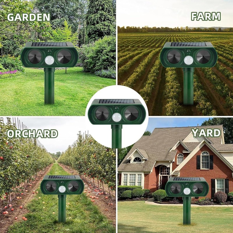 2PACK Ultrasonic Animal Repellent Outdoor Solar Animal Repeller with Motion