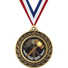 Lawyer Gold Duo Medal, 3" Law School Gavels Prizes, Judge Trophy Medal Awards 5 Pack