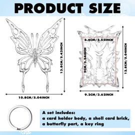 Humyoun 2 Pcs Plastics Frame Photocard Holder with 3D Magnetic Butterfly Clear Photo Card ID Badge Holder Photocard for Student Card Case Stationery