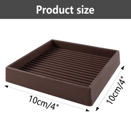 LVYKING 4x4 Square Rubber Anti Skid Caster Cups,Anti-Slip Gripper, Anti Skid Furniture Feet, Anti Slide Floor Protector for Bed Couch Table Chair Stoppers,(Set of 4) Brown