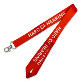 PinMaze Hard of Hearing Lanyard - Deaf Hearing Impaired Keychain Badge ID Holder