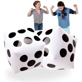 20" Jumbo Inflatable Dice 2 PCS by Novelty Place, 20 Inch White and Black Giant Dice for Indoor and Outdoor Broad Game, Ludo and Pool Party