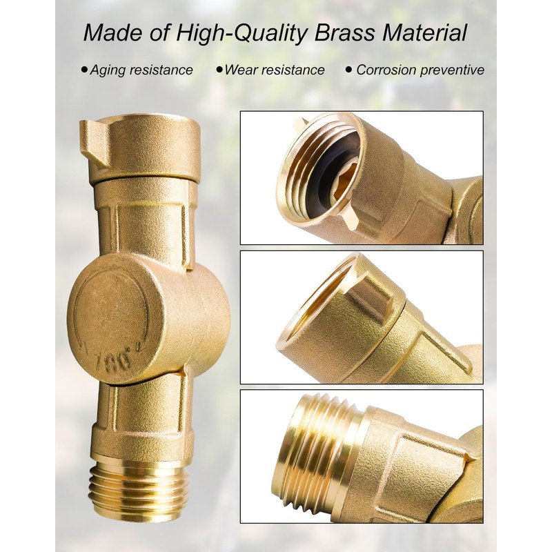 QLZOZB 180-Degree Rotating Brass Hose Elbow Connector Fit for Garden