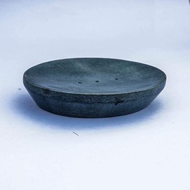 Indus Lifespace Handmade Indian Stone Soap Dish - Grey Soapdish - Bathroom Accessories for Sink, Tub or Shower - 12.7cm x 10.16cm