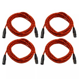 Clutch Pro Audio DJ 20' ft XLR Male to XLR Female Red Microphone Speaker Cables 4 Pack