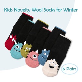 Moon Tree Boys Wool Socks Kids Warm Socks Winter Thermal Crew Socks 6 Pack 5-7 Years