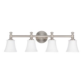 Hanaloa Bathroom Vanity Light Fixtures, Traditional Brushed Nickel 4 Lights Wall Sconce Lighting with Opal Glass Shade, Porch Wall Mount Light Fixture for Bathroom, Mirror Cabinets Hallway Stairs