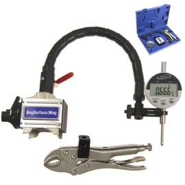 iGaging Digital Indicator 1"/0.0005" Flexible Arm Uneven Surface Magnetic Base (Any Surface) Tight Grip Locking Vise w/Case