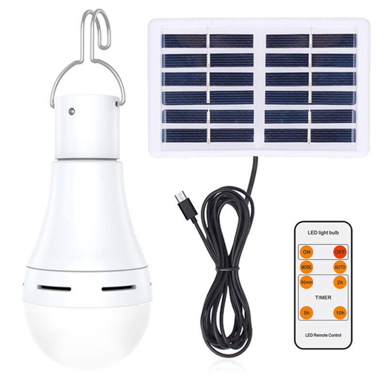 Solar Powered LED Bulb Indoor Outdoor Emergency Light Bulb Portable