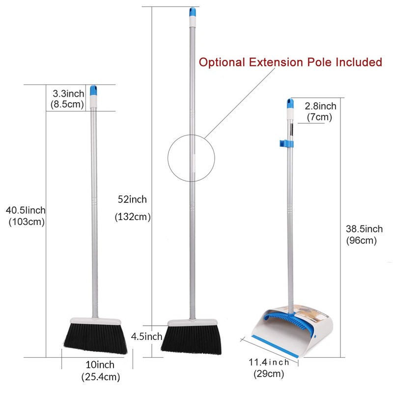 TreeLen Long Handle Broom and Dustpan Set,Upright Dust Pan Combo