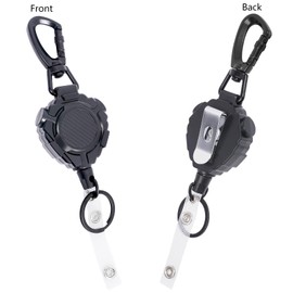 Abeyath 2 Pack Retractable Keychain Heavy Duty Carabiner Badge Holder, Tactical ID Badge Reel with 31. 5” Steel Retractable Cord，The load capacity is up to 8 ounces