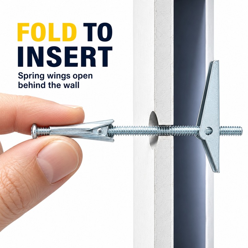 Heavy-Duty Toggle Bolt & Wing Nut Kit for Hollow Walls,