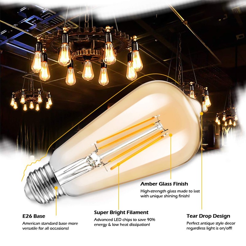 Dimmable LED Edison Light Bulbs 100W Incandescent Equivalent, Vintage Light