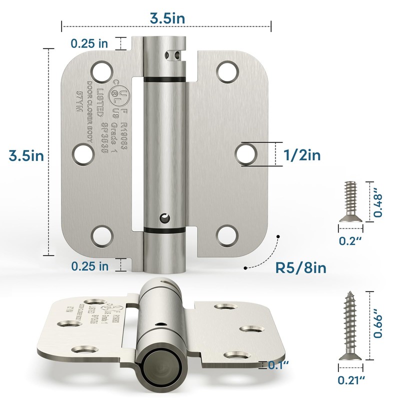 Treasem Self Closing Door Hinges, Auto Closing Spring Hinges with