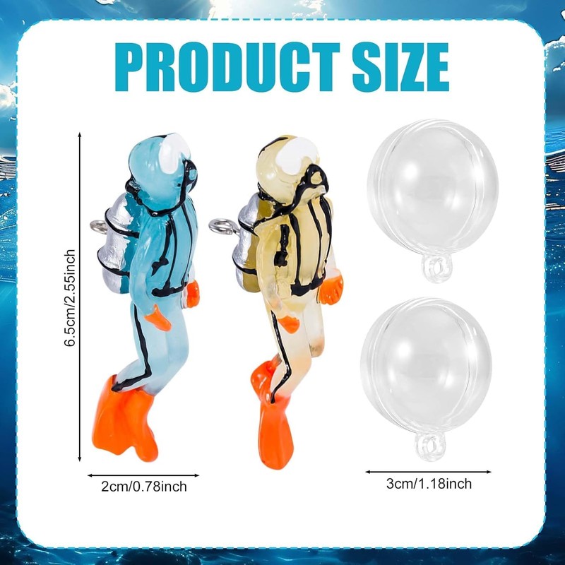 2Pcs Fish Tank Decorations,Fish Tank Floating Diver Decorations,Fish Tank Decorations