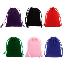 SHULLIN 6 Stück Samtbeutel Kleine Schmuck Samtbeutel 15 × 20cm Baumwollsäckchen Geschenktüten Schmuckbeutel Weiche Samt Beutel Samtbeutel mit Kordelzug für Hochzeiten Partys Schmuck Gunsten(6 Farben)