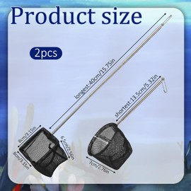 2 Pcs Aquarium Fish Nets Aquarium Shrimp Net Small Fish Tank Nets Fine Mesh Small Fishing Net with Extendable Stainless Steel Handle for Fishes Shrimp Tank Pond Creek