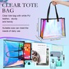 Aliceset Holographic Clear Tote Bag with Leather Handle Iridescent Bachelorette