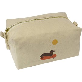 'Dachshund On A Skateboard ' Canvas Wash Bag/Makeup Case (CS00038613)