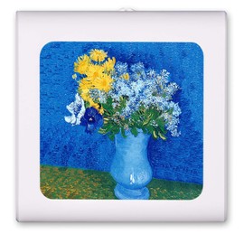 Plug in Dimmable LED Night Light with Dusk to Dawn Auto Sensor, Adjustable Brightness, Warm Light, Auto On-Off Nightlight for Bathroom, Hallway, Nursery, Bedrooms - Van Gogh: Lilacs, Daisies