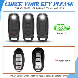 for Nissan Key fob Cover with Leather Keychain,TPU Key case,Compatible with 2023 2024 Pathfinder Rogue ect,New Remote Smart Key,Transparent red (Black)