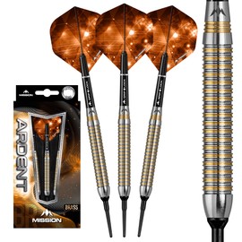 Mission Darts D9686 Ardent | 18g Professional Soft Tip Darts Set Including Brass Barrels, Points and Flights, M1, Silver/Orange