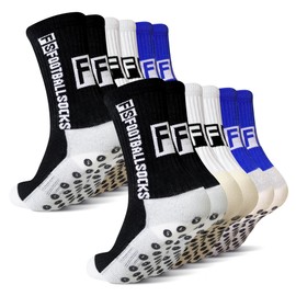 SkiBeaut Youth Kids Soccer Socks, Anti Skid Football Young Teen Athletic Grips Socks for Boys Girls 4-8 Years 6 Pairs
