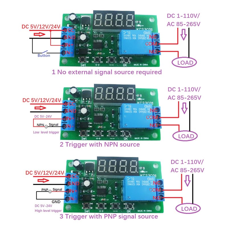 Multifunctional Pulse Counter Relay Board 0.1S to 9999999.9s 0.01s Accuracy