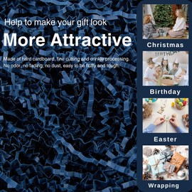 Nyvexon Crinkle Cut Paper Shred, Shredded Paper Filler for Gift Baskets, Box Stuffing for Christmas, Wedding, Birthday, Decoration and Packing, 4.5oz, Navy Blue