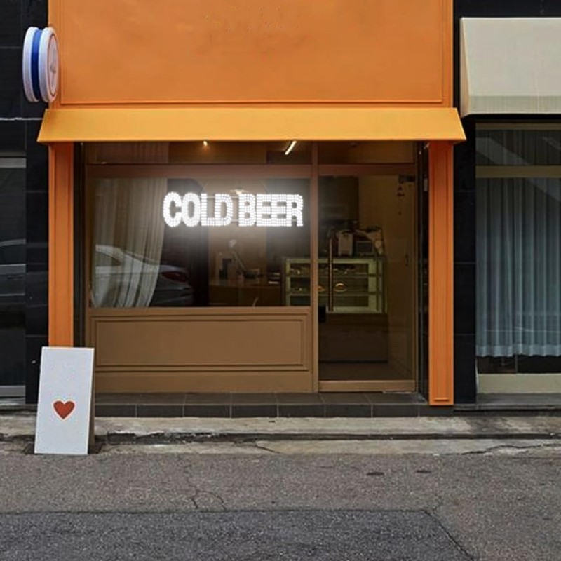 38"x10" Large LED White Cold Beer Sign for Business and