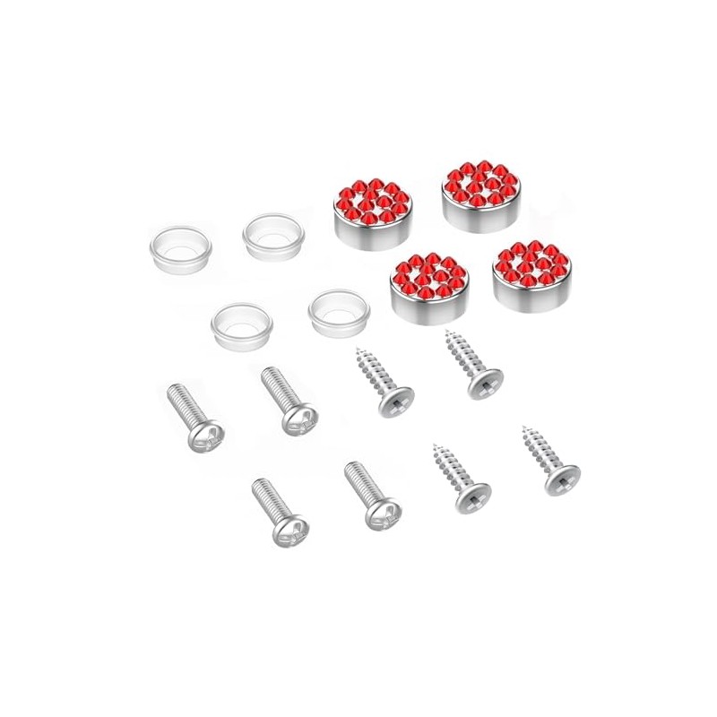 SHARE&CARE License Plate Frame Screw Set with Crystal Caps, Decorative
