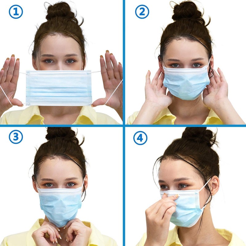 Disposable Face Mask, 3-ply Face masks With Elastic Ear loops,