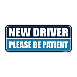 New Driver Magnet_Long (Navy/Blue) – Student Driver Car Magnet – Rookie or Novice Driver Magnet Reflective Bumper Safety Sign – Please Be Patient Warning Vehicle (1 Pack)
