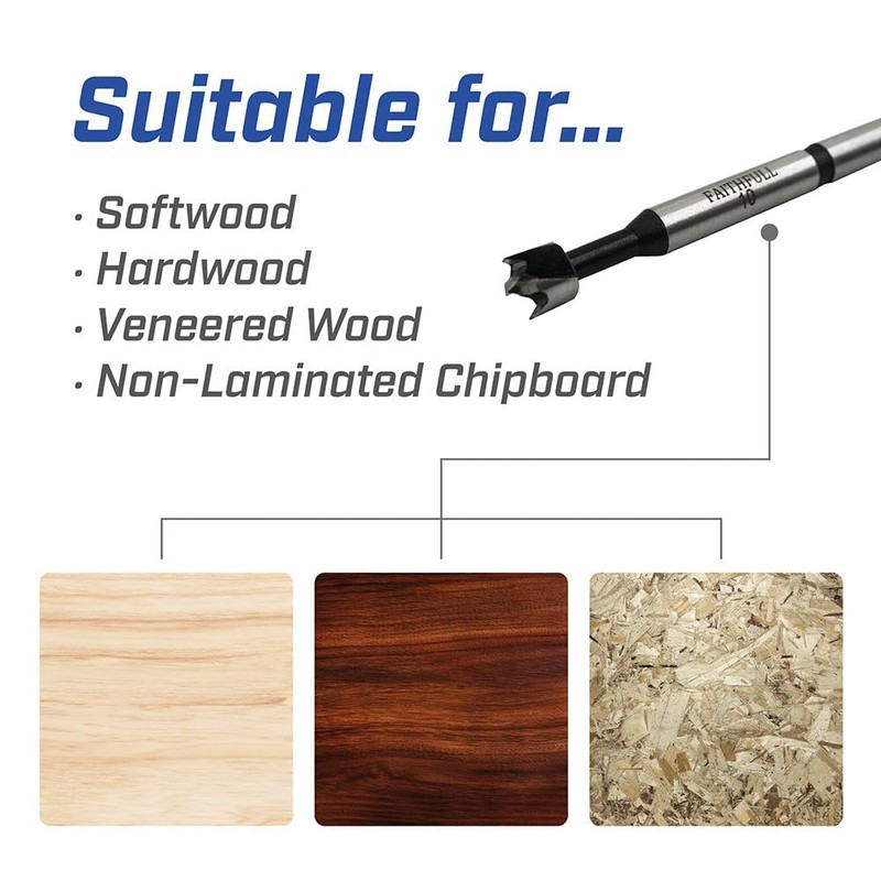 Faithfull FAIFOR10 Forstner Bit for Hardwood, Softwood, Drilling, Boring, Straight,